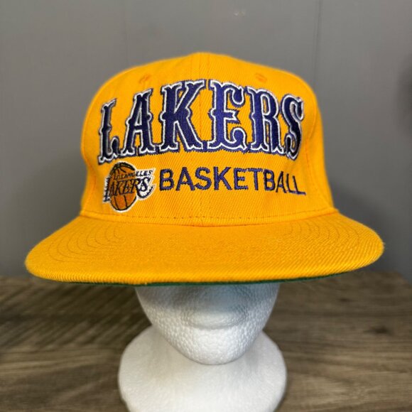Mitchell & Ness Los Angeles Lakers Basketball Snapback Hat In Yellow Adjustable - Picture 2 of 6